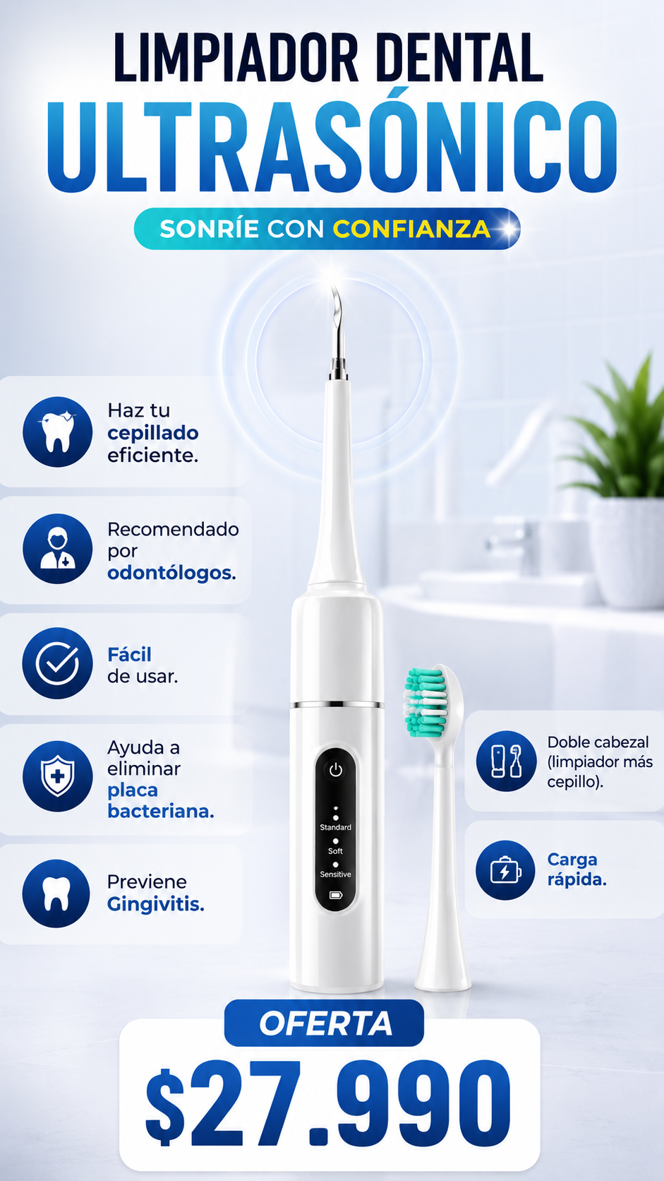 Cepillo Dental Ultrasónico Negro