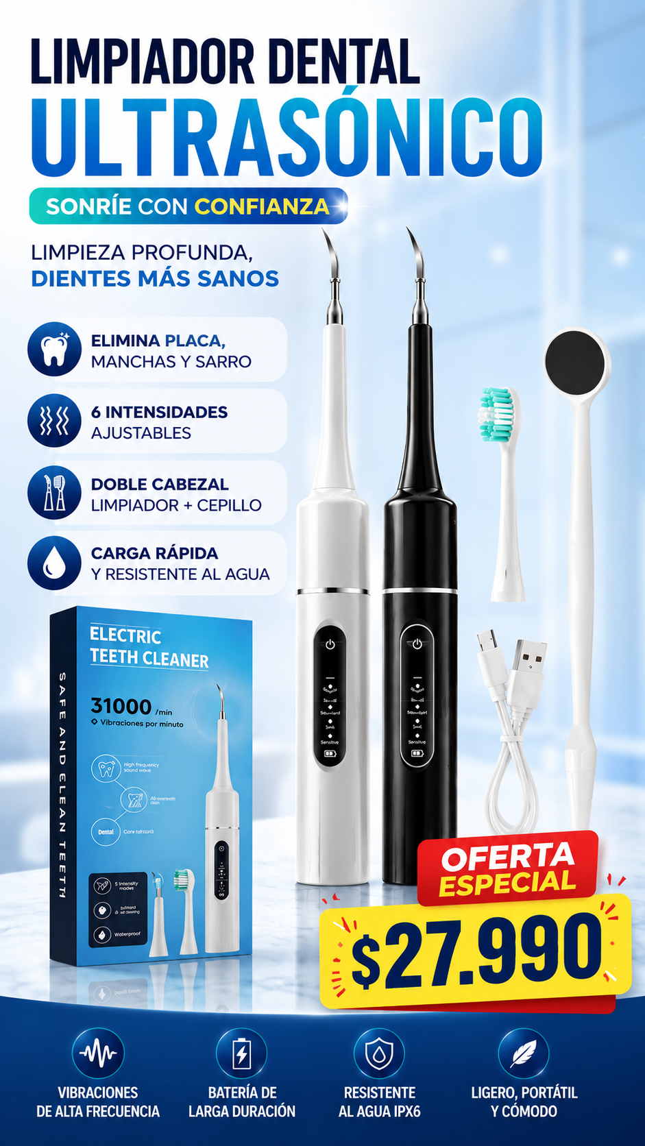 Cepillo Dental Ultrasónico Negro