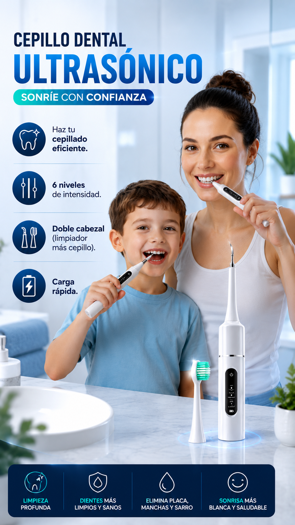 Cepillo Dental Ultrasónico | Color Negro