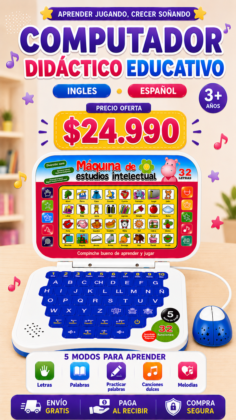 Computador Didáctico y Educativo para niños y niñas