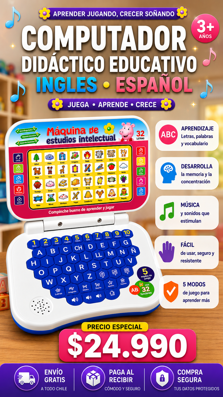 Computador Didáctico y Educativo para niños y niñas