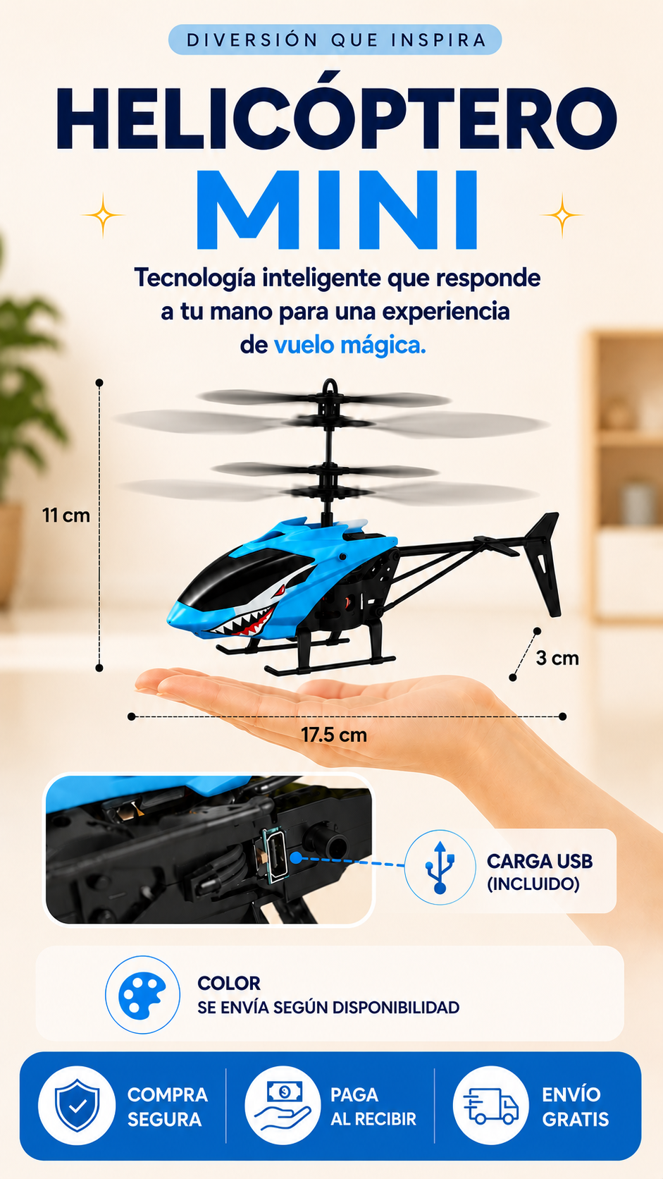Helicóptero Mini Flotante Recargable