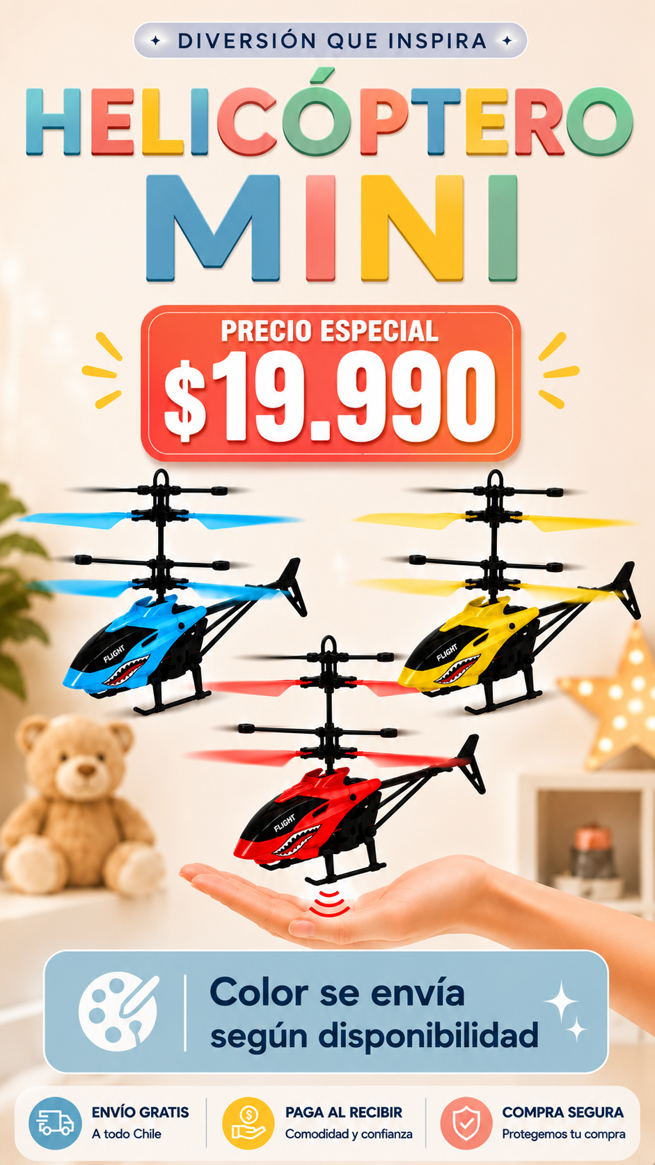 Helicóptero Mini Flotante Recargable