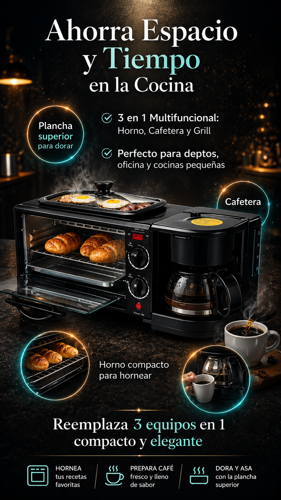 Horno Eléctrico 3 En 1