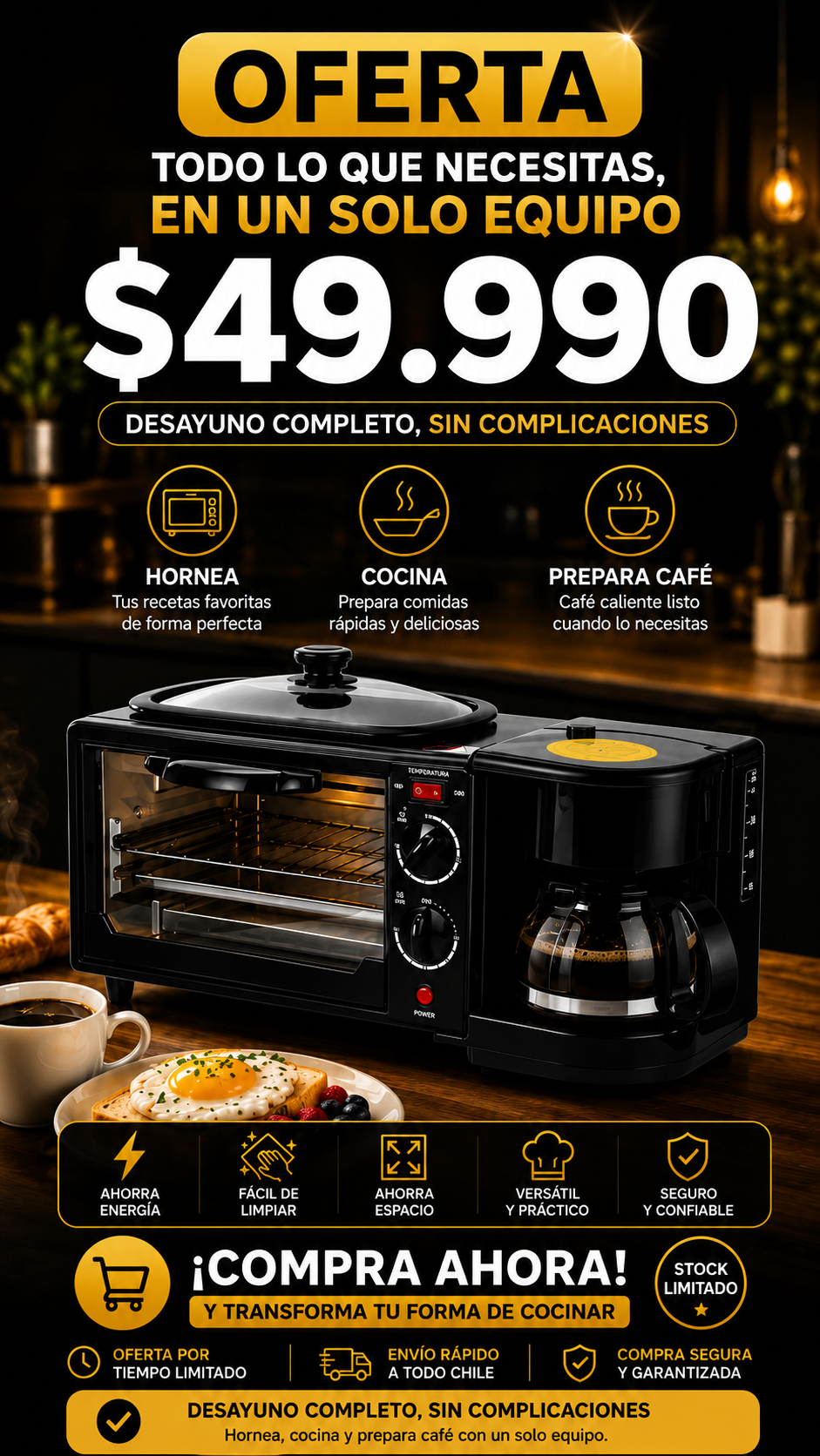 Horno Eléctrico 3 En 1