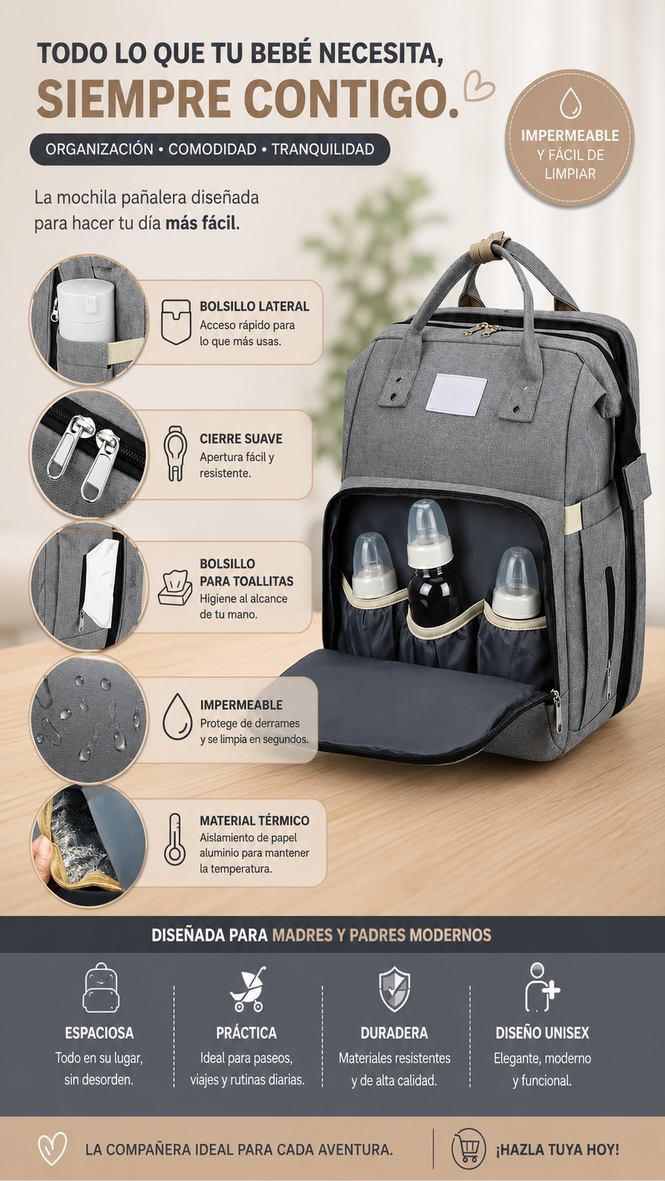 BOLSO MOCHILA CUNA MUDADOR