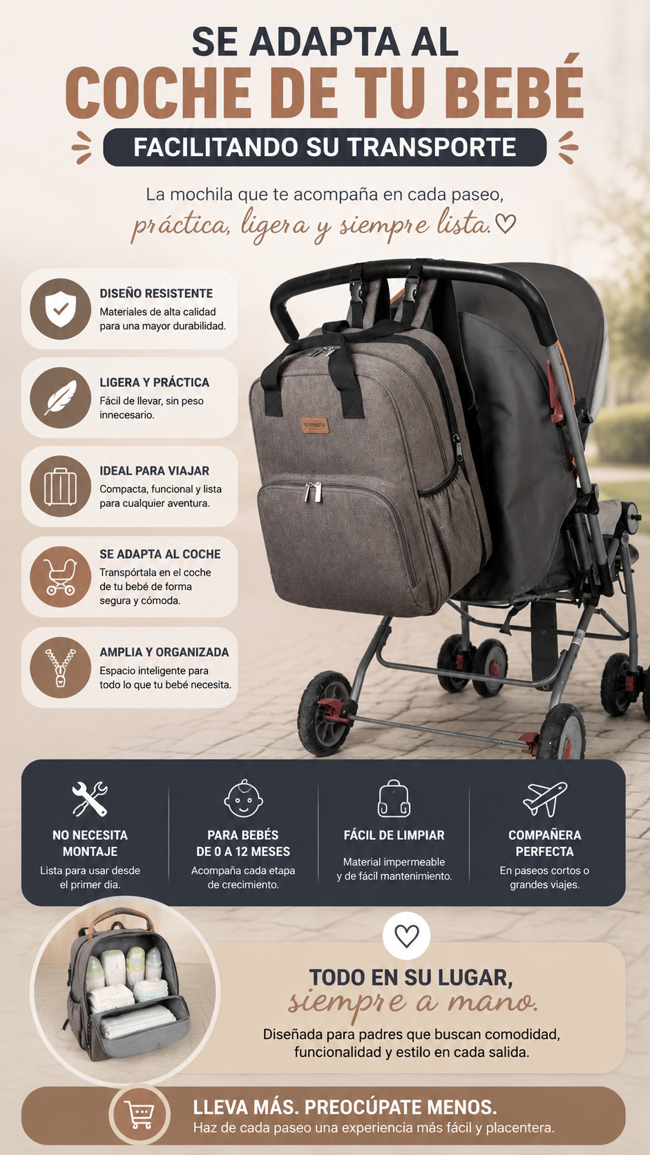 BOLSO MOCHILA CUNA MUDADOR
